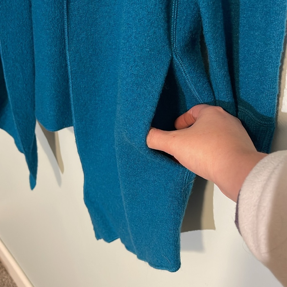 W by Worth Wool Open Front Waterfall Blue Cardigan Sweater Women’s Size Small - Picture 6 of 8